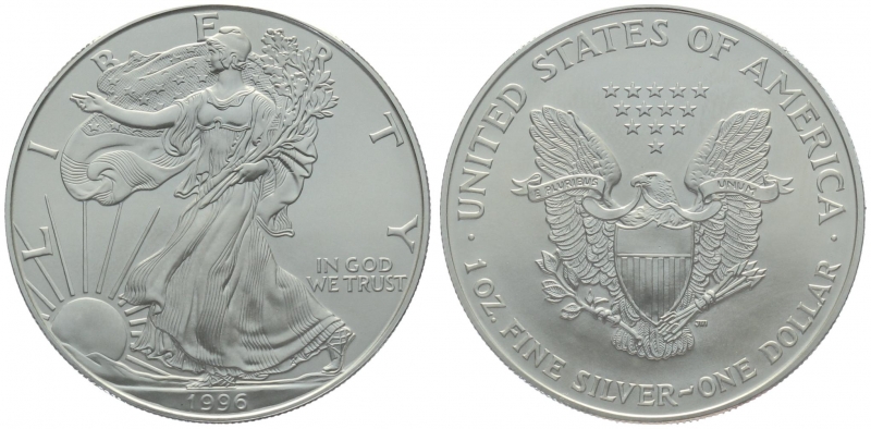 USA 1 Dollar 1996 Silver Eagle - 1 Unze Feinsilber